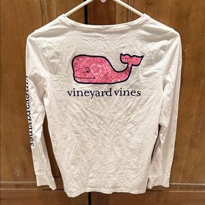 Vineyard Vines White Tee with Pink Whale Graphic